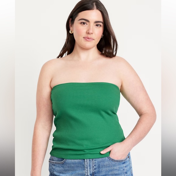 Old Navy Ribbed Tube Top Size XL Solid Green Strapless NWT - Picture 1 of 8